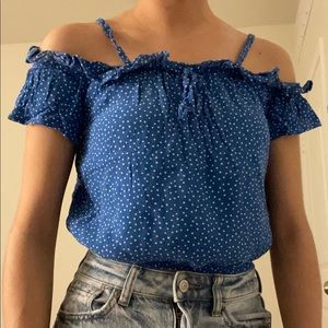 Blue And White Polka Dot Top